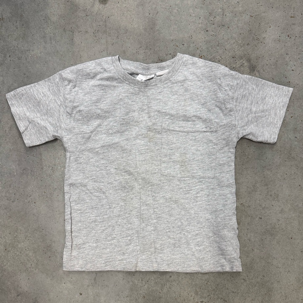 ZARA Little Boys Gray Pocket T-Shirt | Size 3–4 Years